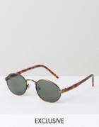 Reclaimed Vintage Inspired Metal Round Sunglasses In Gold/tort - Gold