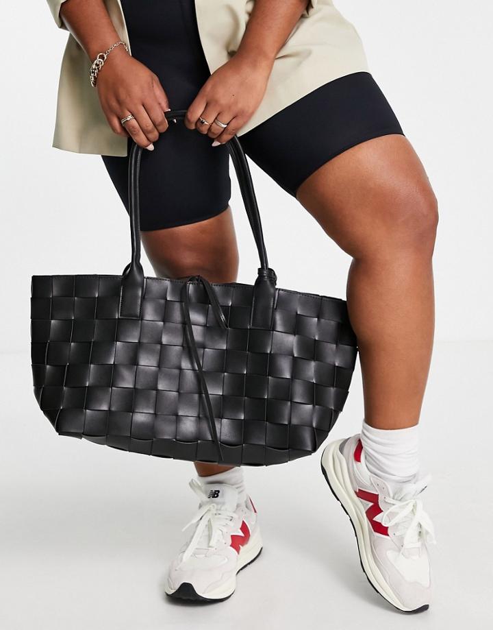 Steve Madden Bburnish Woven Tote Bag In Black