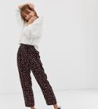 Monki High Waisted Pants In Heart Print - Black