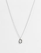 Designb London Necklace With Molten Circle Pendant In Silver