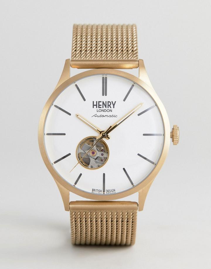 Henry London Automatic Mesh Watch In Gold - Gold