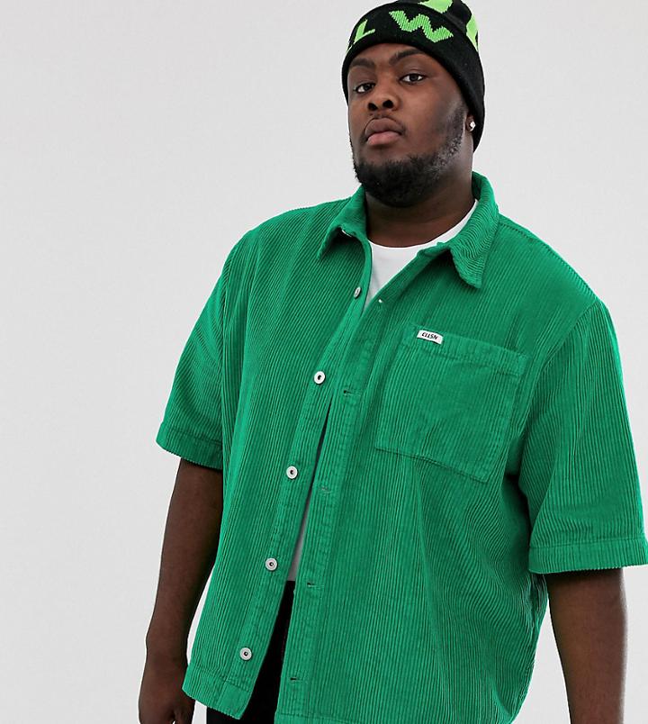 Collusion Plus Cord Boxy Shirt - Green