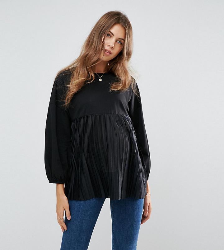 Asos Maternity Pleated Hem Top - Pink