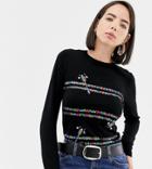 Warehouse Sequin Sweater With Shooting Arrows In Black - Black
