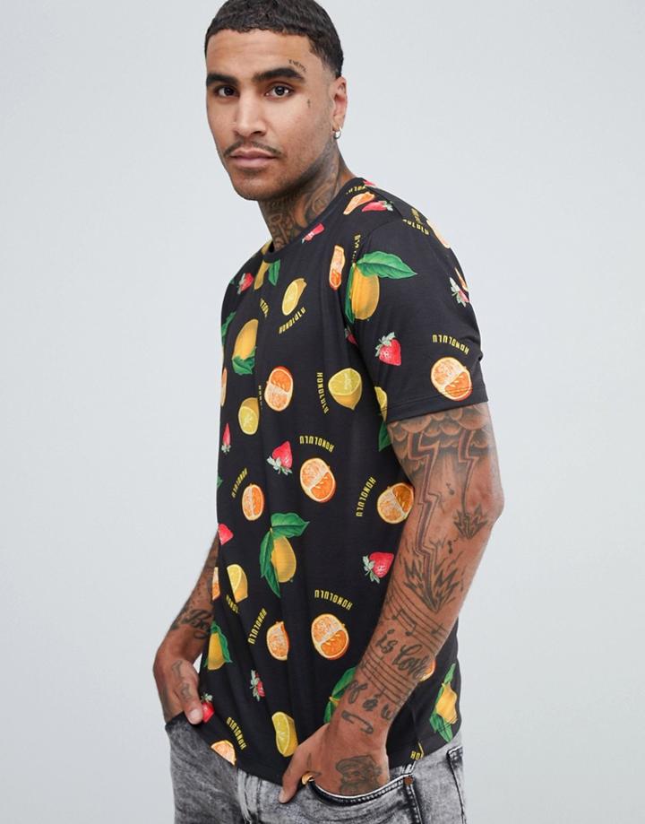 Asos Design Relaxed T-shirt With Fruit All Over Print - Multi