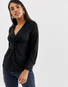 Oasis Blouse With Twist Front In Black - Black