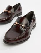 Ben Sherman High Shine Metal Bar Loafer In Oxblood - Red