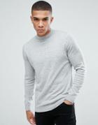 New Look Turtleneck Sweater In Gray Marl - Gray
