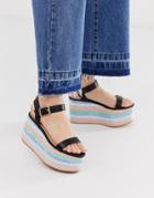 Truffle Collection Raffia Flatform Espadrilles - Multi