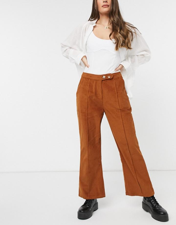 Native Youth Corduroy Pants In Rust-orange