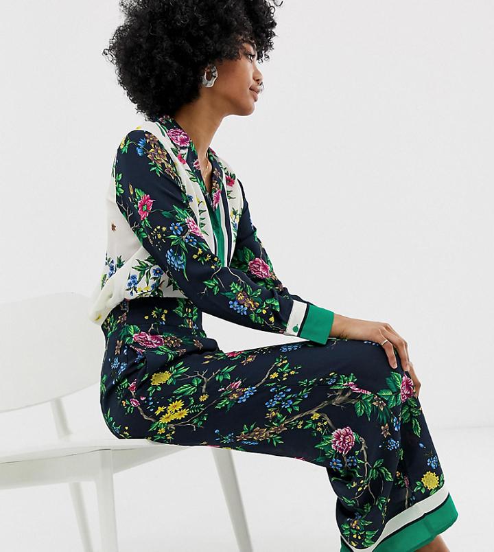 Warehouse Wide Leg Pants In Scarf Print - Multi