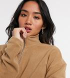 Noisy May Petite Fleece With Half Zip In Camel-brown