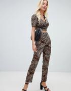 Fashion Union Cigarette Pants In Leopard Two-piece-multi