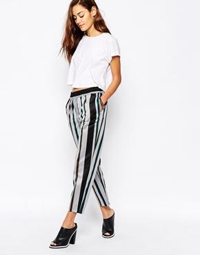 Asos Woven Peg Pants In Stripe - Multi