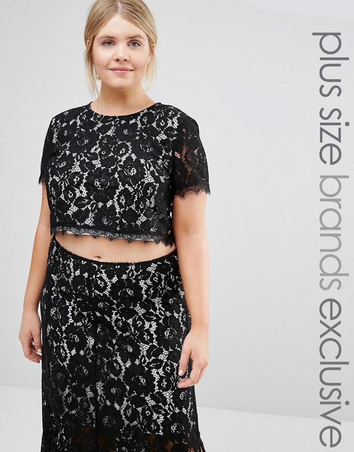 Truly You Co-ord Lace Crop Top - Black