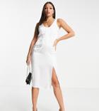 4th & Reckless Tall Satin Midi Dress In White