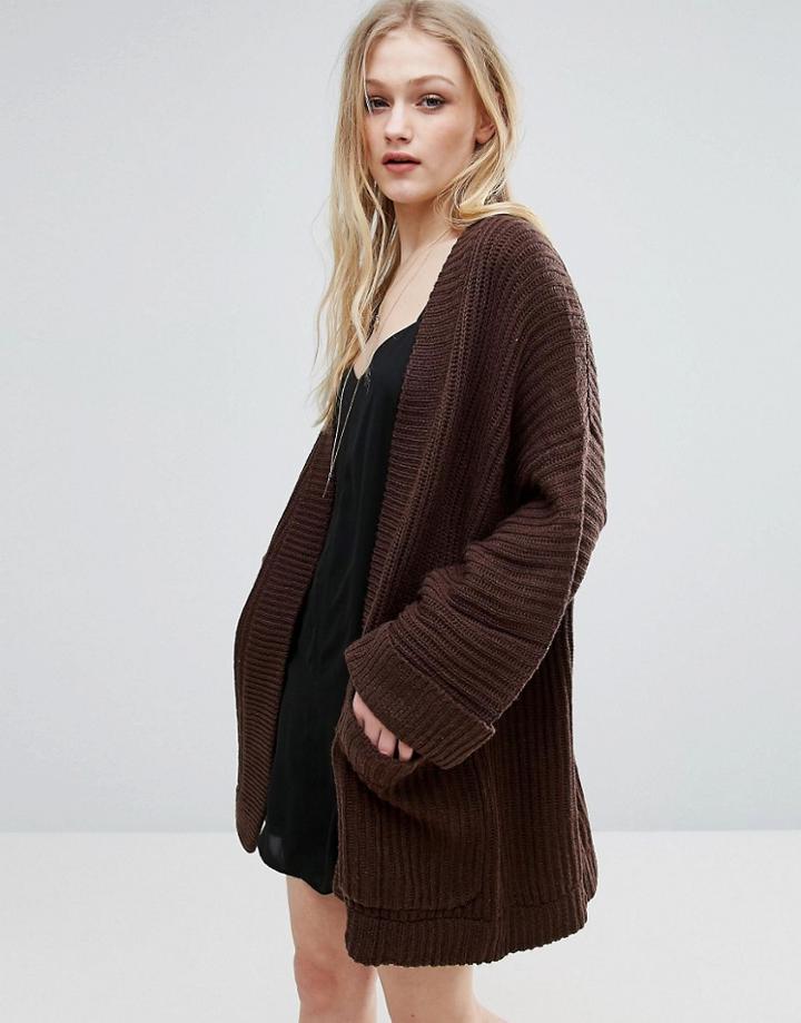 Adpt Temma Knit Kimono Cardi - Brown