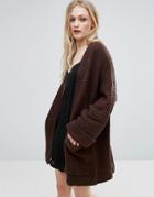 Adpt Temma Knit Kimono Cardi - Brown