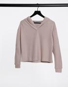 New Look Lounge Co-ord Ribbed Hooded Top In Dusty Pink