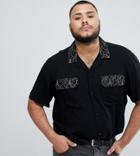 Asos Design Plus Regular Fit Revere Shirt With Contrast Lace Pockets - Black