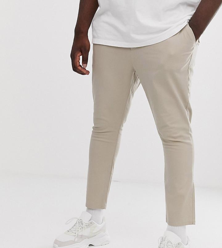 Asos Design Plus Super Skinny Cropped Chinos In Beige - Beige
