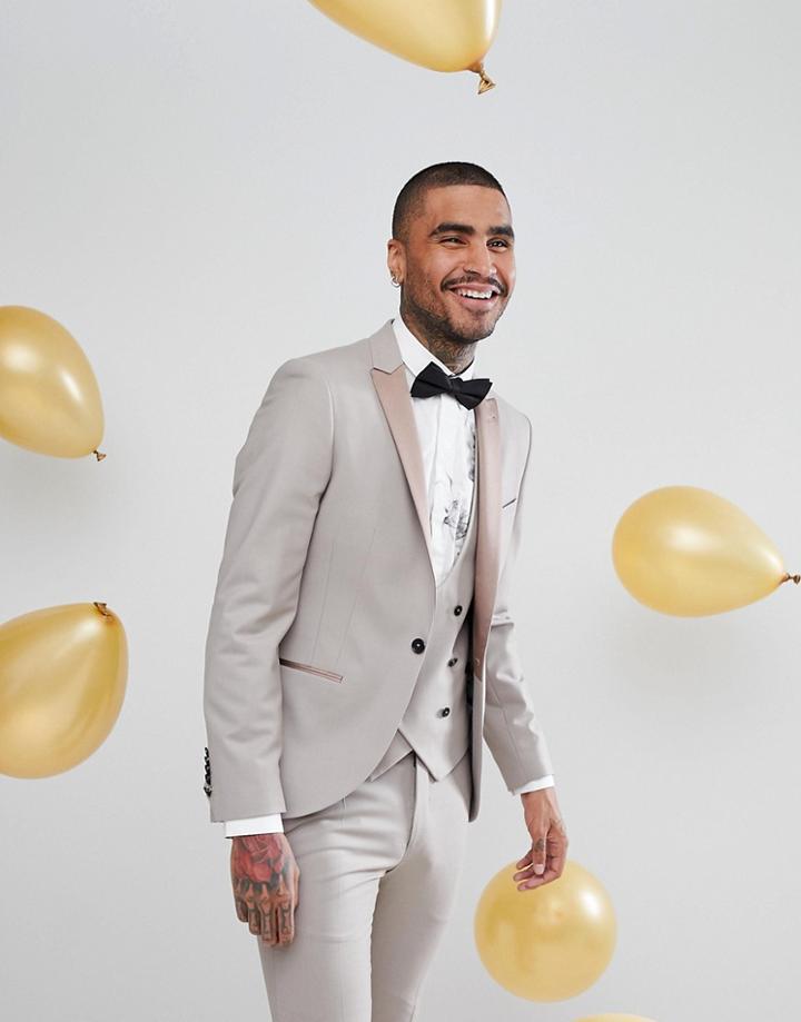 Noose & Monkey Super Skinny Tuxedo Suit Jacket - Green