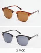 Asos 2 Pack Classic Retro Sunglasses - Multi