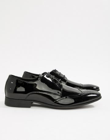 Moss London Patent Brogues In Black - Black