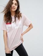 Fila Oversized Boyfriend T-shirt With Large Logo - Pink