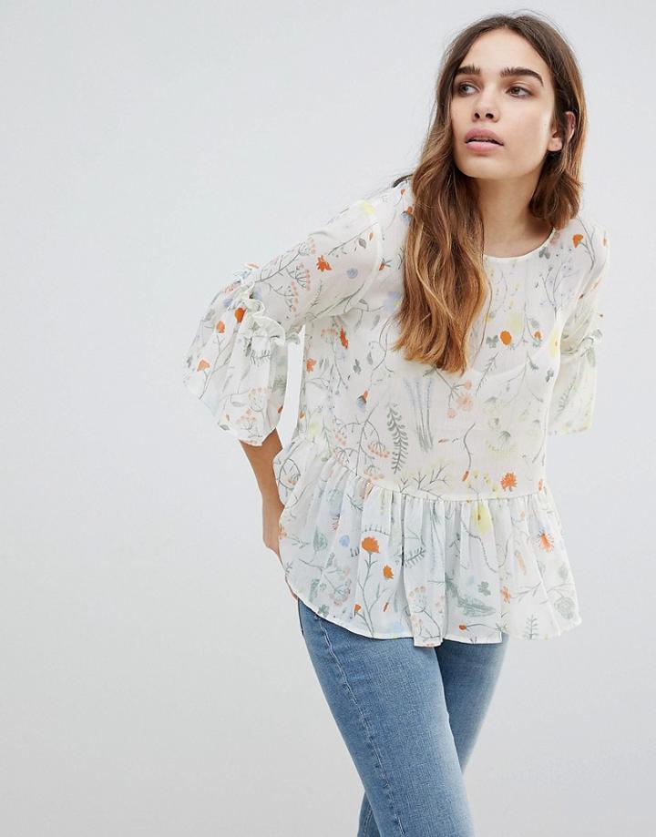 Monki Printed Peplum Top - Multi