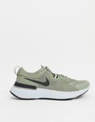 Nike Running React Miler Sneakers In Khaki-green