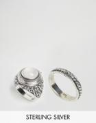 Rock N Rose Alma White Onyx Poison Ring Multipack - Silver