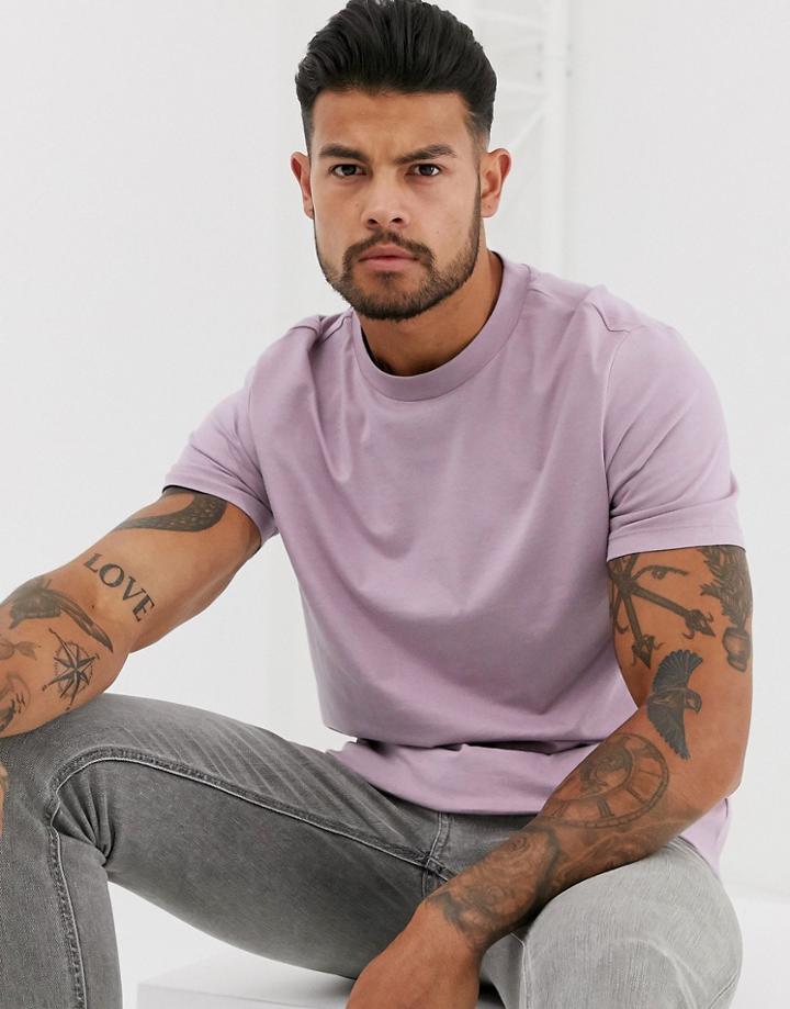 Asos Design Organic T-shirt With Crew Neck In Purple