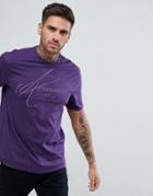 Armani Exchange Script Logo T-shirt In Purple - Purple