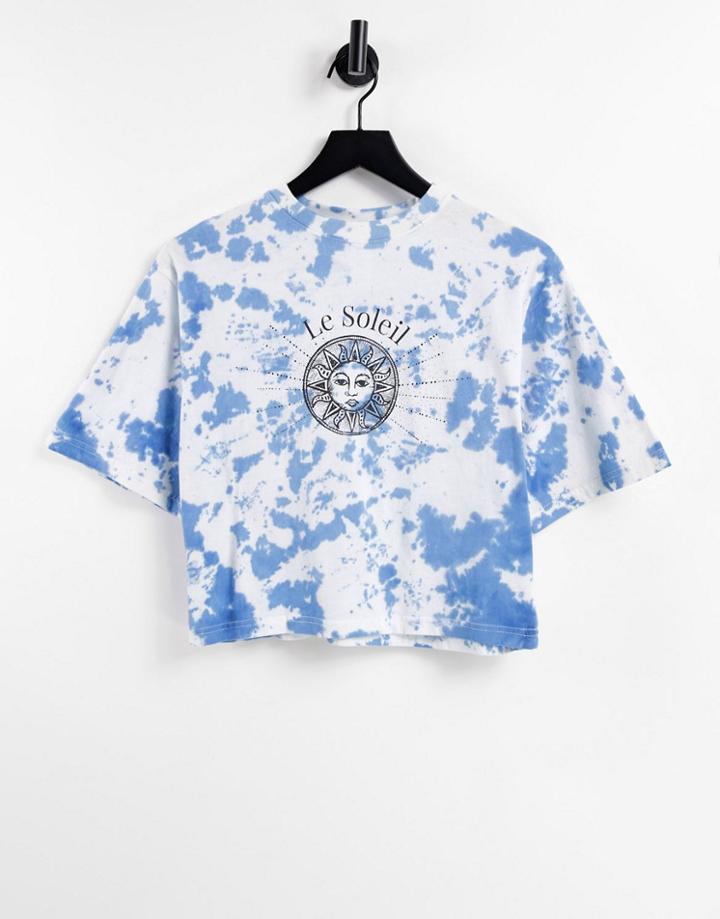 Violet Romance Tie-dye Graphic Print T-shirt-blues