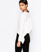 Asos Top In Crepe With Ruffle Back Detail - White