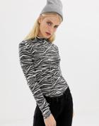 Allsaints Zee Kiara Jersey Top In Zebra Stripe - Multi