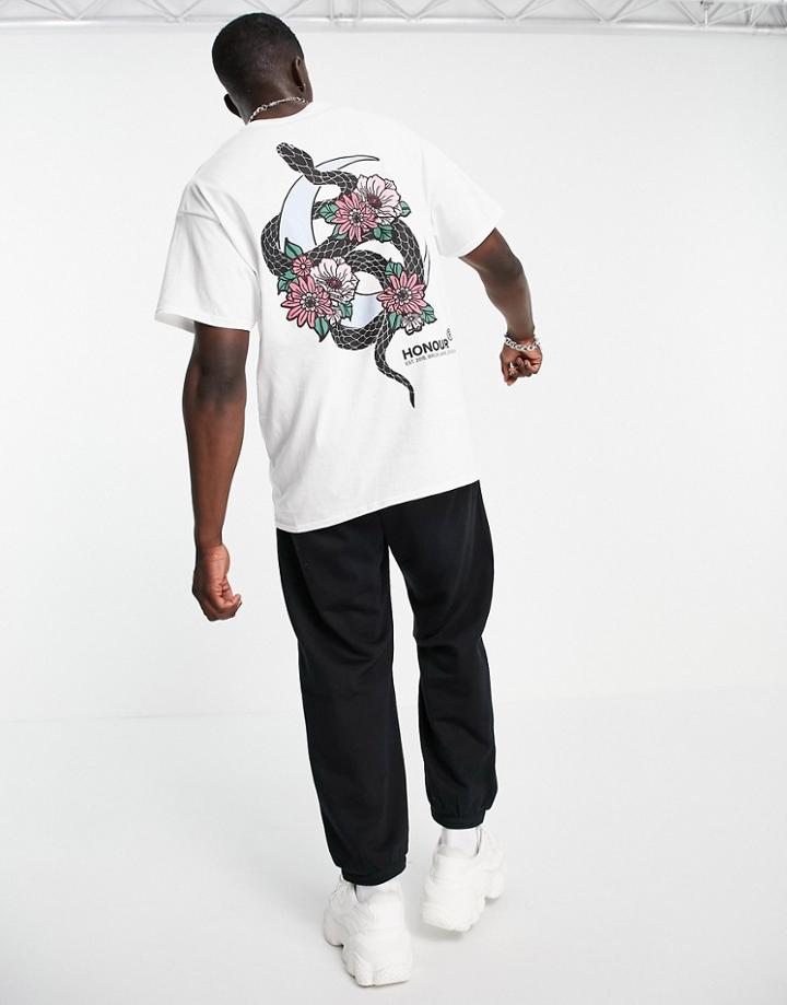 Hnr Ldn Snake Back Print T-shirt In White