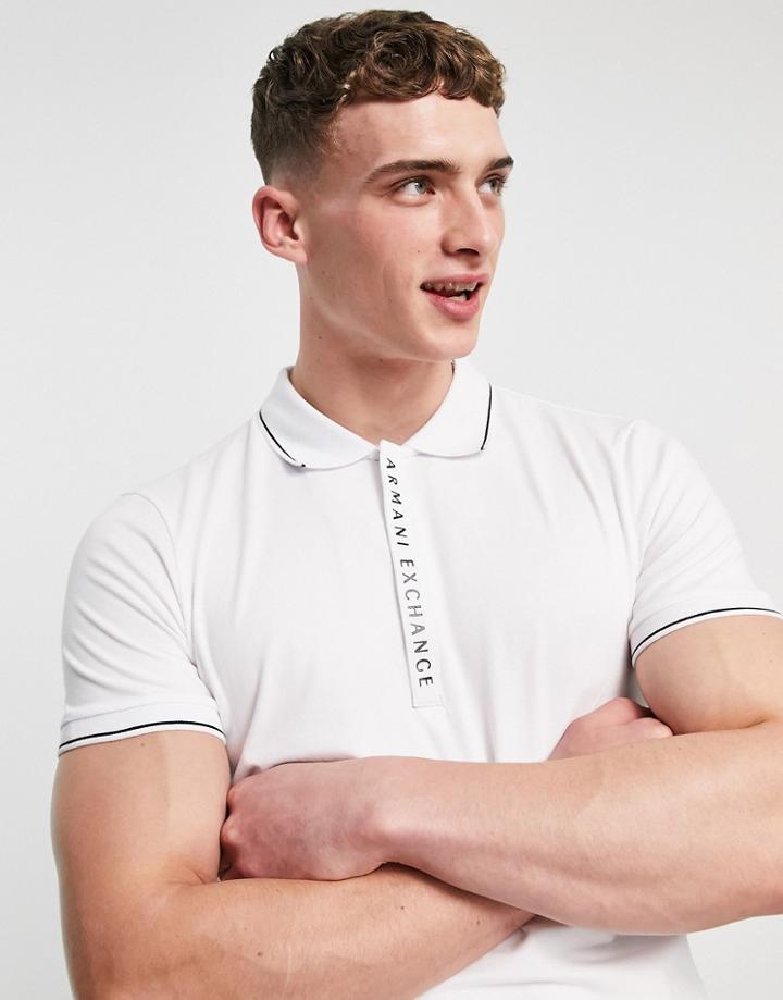 Armani Exchange Placket Detail Polo In White
