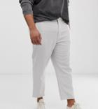 Asos Design Plus Tapered Smart Pants With Half Elasticated Waist In Textured Off White - White