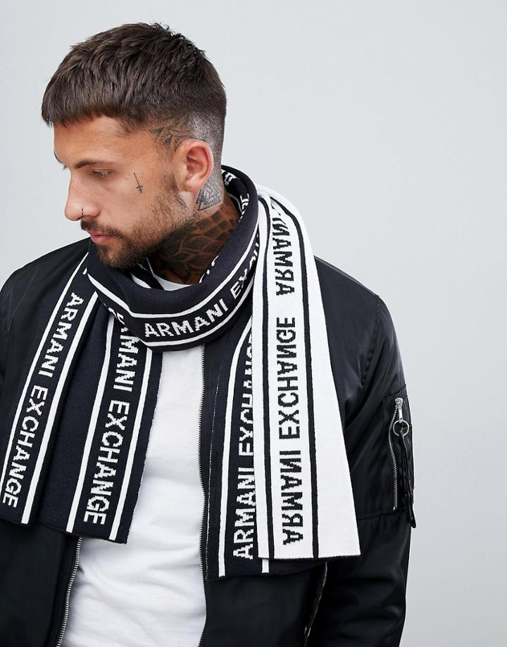 Armani Exchange Scarf In Navy - Navy