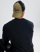 Asos Design Trucker Cap In Khaki With Freedom Embroidery - Green