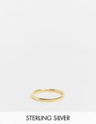 Asos Design Slim Sterling Silver Band Ring In 14k Gold Plate