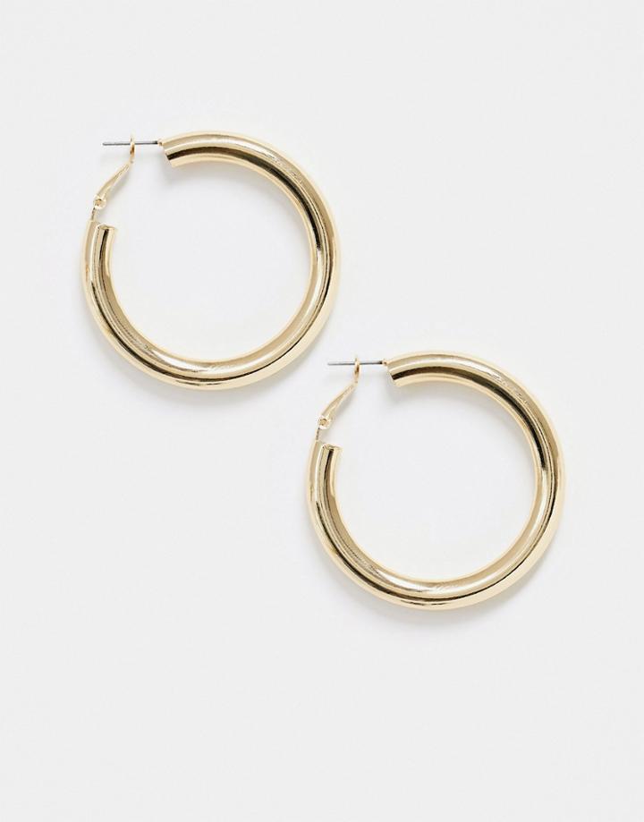 Designb London Chunky Hoop Earrings In Gold