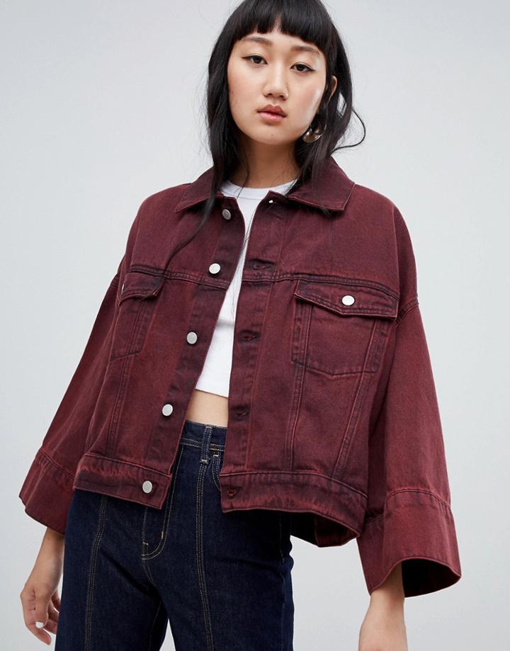 Weekday Wide Sleeve Denim Jacket - Red