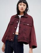 Weekday Wide Sleeve Denim Jacket - Red