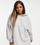 Asos Design Curve Oversized Sweat Hoodie Mini Dress In Gray Heather-grey