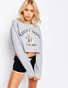 Kiss & Tell Sweatshirt With Reality Sucks Print - Gray Marl