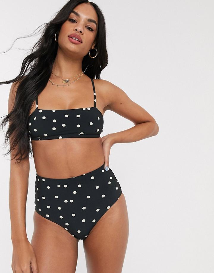 & Other Stories Polka Dot Bandeau Bikini Top In Black And White
