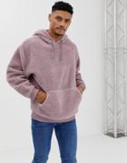 Asos Design Oversized Hoodie In Purple Borg - Yellow